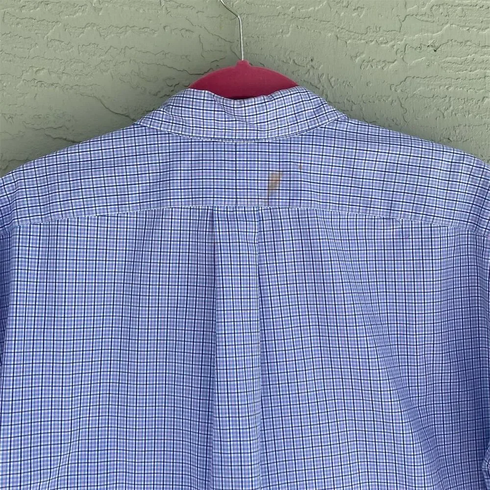 Ralph Lauren Men's XL Blue Check Short Sleeve Button-Up Shirt